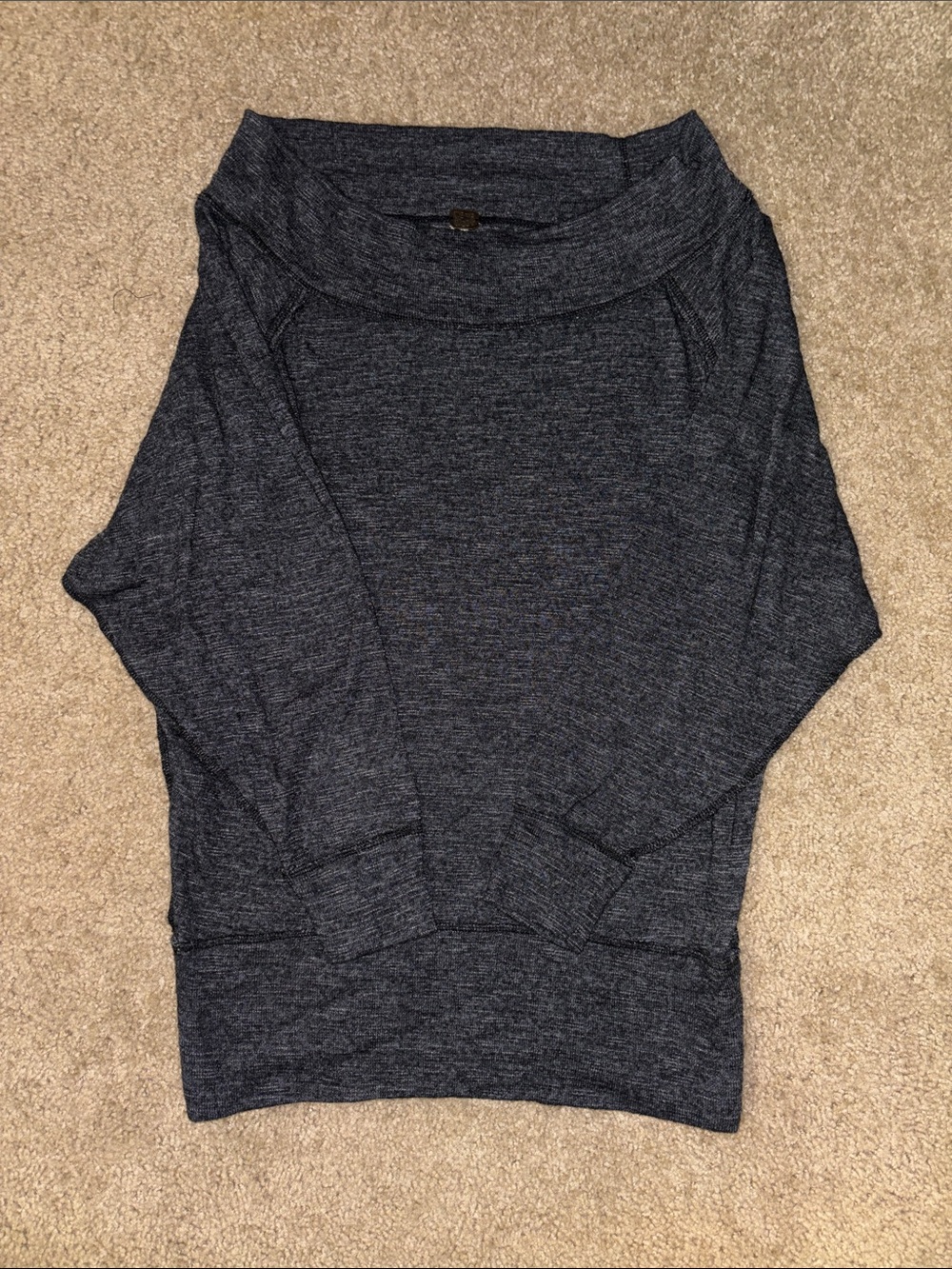 We The Free Heathered Navy Off-Shoulder Long Sleeve Top
